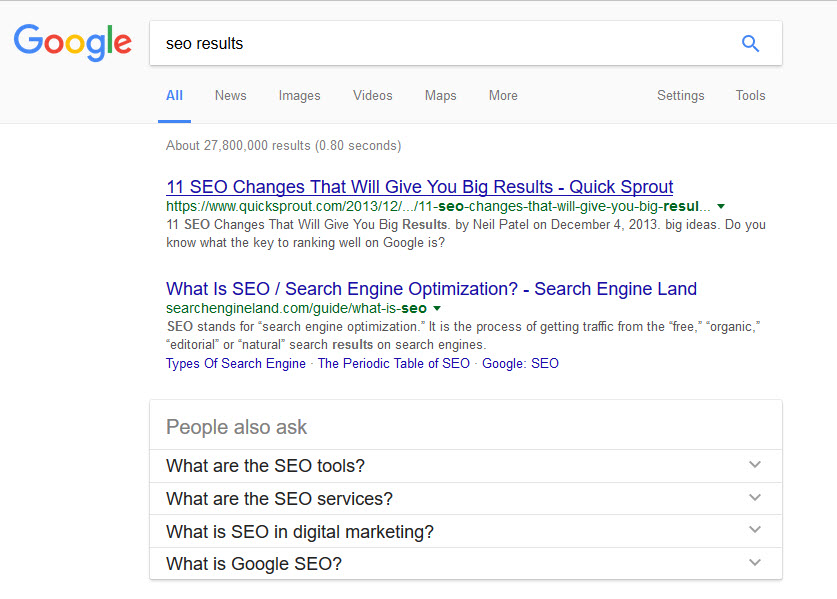 SEO results for one our Greensboro NC clients